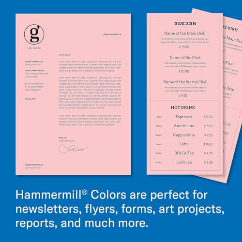 Image of Hammermill Colored Paper, 20 lb Pink Printer Paper, 8.5 x 11-10 Ream (5,000 Sheets) - Made in the USA, Pastel Paper, 103382C