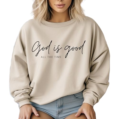 God is Good Christian Bible Sweatshirt Christian Long Sleeve Shirts Jesus Faith Cross Graphic Casual Loose Pullover Tops Multi Colors