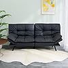 Hcore convertible futon sofa bedblack leather memory foam loveseat futons sofa couchsmall euro lounger sofa for compact living spacesapartmentdormstudioguest room home officeblack leather  urban country home decor
