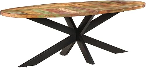 Miniatura 9 de 94.5 inch Oval Dining Table Reclaimed Wood Kitchen & Dining Room Furniture Rustic Industrial Weathered Finish Seats 8 for Family Gatherings, Modern