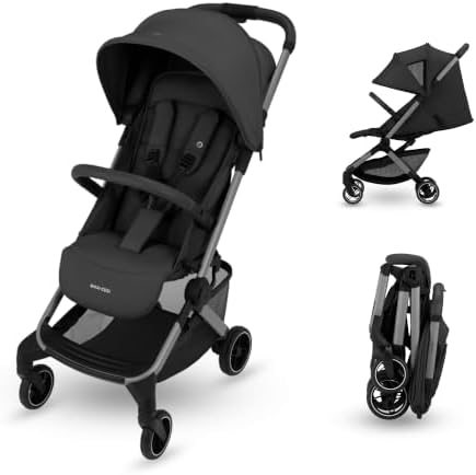 Maxi Cosi Lara Select Baby Kinderwagen, 0–4 Jahre (0–22 kg), Edition Black | Reisebuggy Klein und Leicht (7 kg), 4 Liegepositionen (1 flach), Automatisch Klappbar, 5 kg Einkaufskor