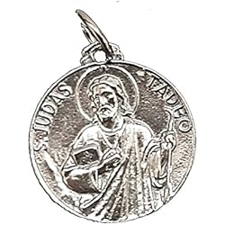 Anillo De San Judas Tadeo Plata Medalla San Judas Tadeo. Plata de Ley 925, 2 cm + anilla y Estuche Regalo