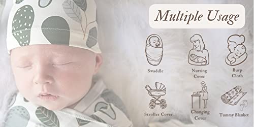 Terriboo Newborn Blanket Baby Stretch Wrap Swaddle Blanket Receiving Blanket Set With Matching Beanie #TOP3