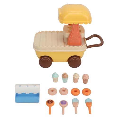 Giocattolo del carretto dei gelati, mini carrello di plastica con ruote, gioco di finzione, carrello dei dolciumi educativo, sicuro e divertente, modello di simulazione per