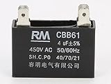 Condensador de arranque CBB61 4 conectores 4 μF 450V 40/70/21 Condensador del motor, condensador de arranque 1 unidad. (4uF)