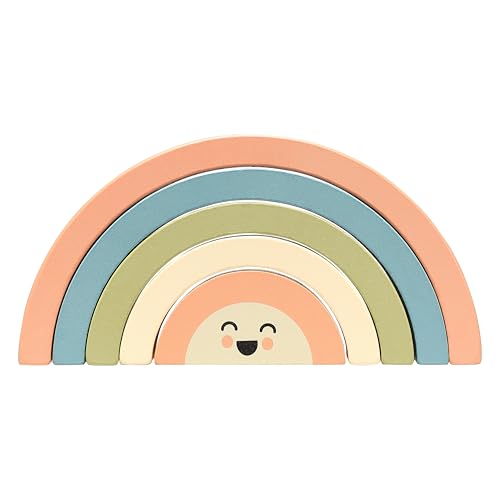 Image of Pearhead Wooden Arch Rainbow Stacking Toy, Montessori Sorting and Balancing Toy for Babies and Toddlers 12+ Months