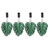 Set of 4 Green Leaf Shaped Table Cover Tablecloth Weights Clips Handicraft Tablecloth Clips ( Green...