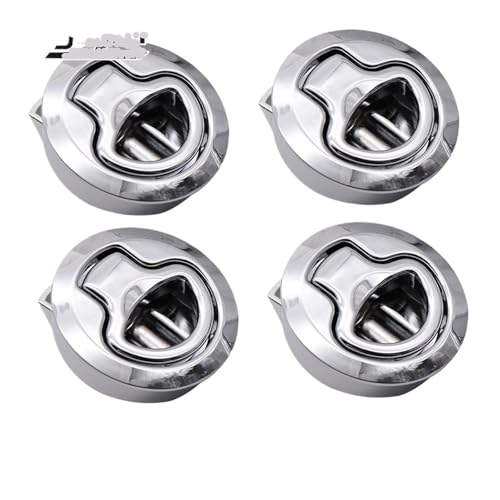 Round Flush Pull Slam Latch for RV Boat Marine Deck Hatches Lift Pull Handle Non Key Marine Deck 1/2/4Pcs(2pcs Stainless Steel)