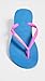 Havaianas Women's Slim Logo Pop Up Multicolored Flip-Flop Sandal, Blue, 7/8 M US