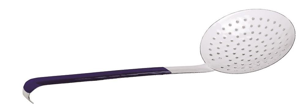 KRÜGER Karl Husum 12 cm Slotted Spoon, Steel, White with Blue Edge, 36.5 x 12 x 0.2 cm