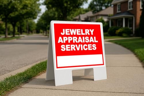 Jewelry Appraisal Services Write On Me Red Folding Coroplast A-Frame Double-Sided 23in x23in