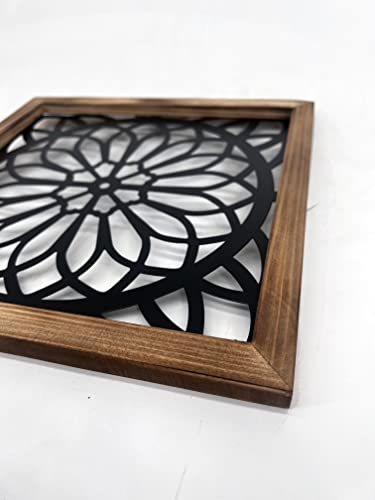 Crossmoon Mandala Wooden Wall Art Decor Wall Sculpture Metal Wall Hanging Sign Decoration Supplies 12 Inch 3 Pcs (Black) #TOP1