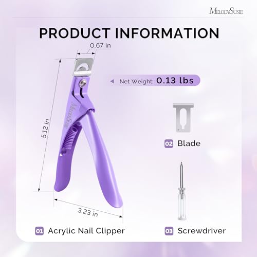 Image of MelodySusie Acrylic Nail Clippers, Professional Nail Clippers Cutters for Acrylic Nails Fake Nail Tips, Adjustable Stainless Nail Trimmer, Manicure Tool for Salon Home Nail Art, Purple