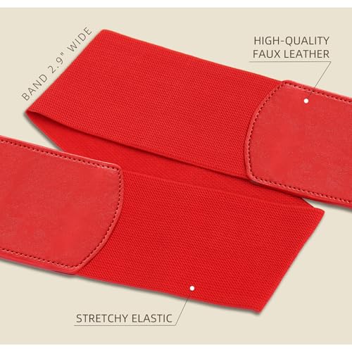 Women Wide Stretchy Belts Bow Rhinestone Alloy Buckle Elastic Waist Belt for Dresses Jumpsuits Coats3