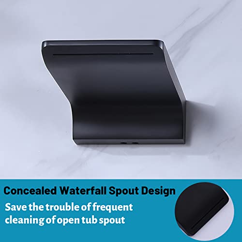 Hamoler Roman Waterfall Tub Spout Matte Black Waterfall Bathroom Bathtub Tub Spout Wall Mount Tub Filler Faucet Stainless Steel Tub Spout #TOP5