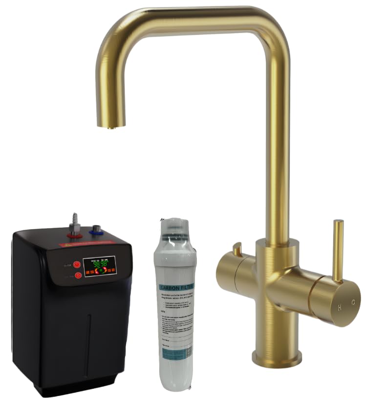 Brushed Gold Standard 3-in-1 Instant Boiling Hot Water Kitchen Mixer Tap