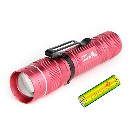 Ultrafire Small Tactical Led Flashlight With Aa Battery, 300 Lumens 3 Modes Adjustable Focus Bright Mini Edc Flashlight For Kids Camping Outdoor, J3 (Pink) #TOP29
