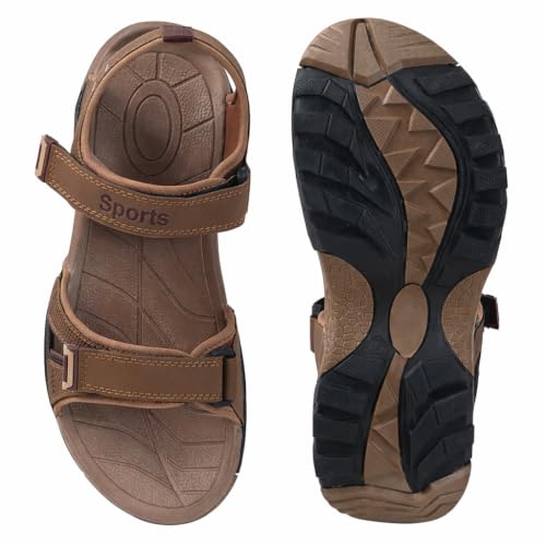 Image of Men's Sports Sandals | Lightweight Outdoor Trekking Sandals | Adjustable Velcro Straps | Cushioned Footbed | Anti-Skid Sole | Comfortable Walking Sandals for Men (Blue /Grey)