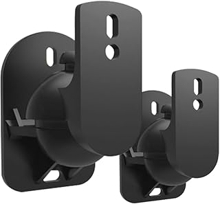 Hemobllo Speaker Wall Mount Brackets : 1 Pair Plastic Surround Sound Speaker Mounts for Home Theater, Vertical 20°, Horizontal 45°Adjustment, Hold up to 5KG (Black)