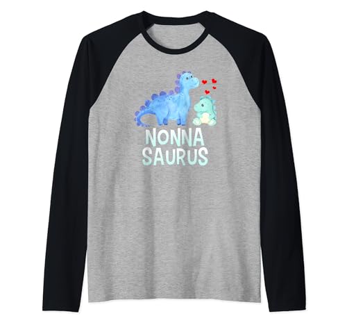 Nonnasaurus Divertente Dinosauro Italiano Baby Shower Per Nonna Maglia con Maniche Raglan