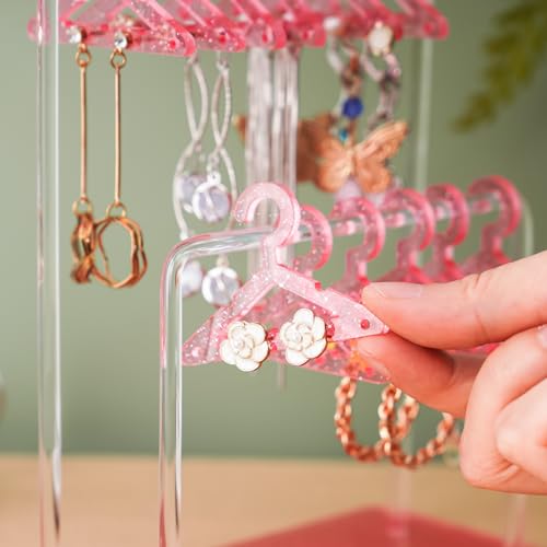 Support de boucles d'oreilles en acrylique à paillettes avec 48 cintres miniatures