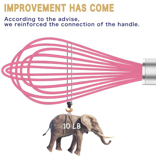 image for OYV Pink Silicone Whisk, Professional Whisks For Cooking Non-Scratch, 