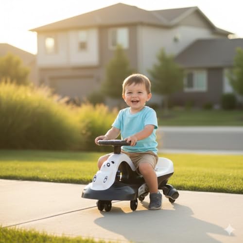 Image of Panda-Theme Gravity Rider, Black and White Tricycle, Kids Ride-On Toy, Toddler Balance Bike with Animal Design