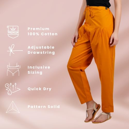 Image of Happy Bunny Salwar Pant - Modern Style Pure Cotton for Women - Ethnic Semi Patiala Trouser - Office,Home - All Day Comfort Wear with Drawstring