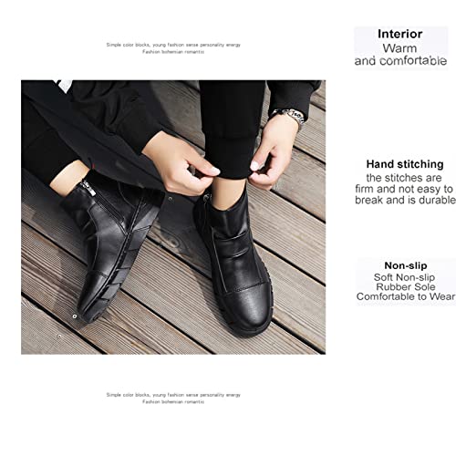 Men's Ltalian High-Top Cashmere Leather Boots,Autumn Winter Side Zipper Chukka Boots Non-Slip Shock Absorption.4