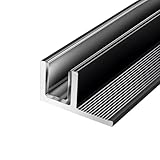 2 Stück 1 m Aluminium-F-Pe-Profilschienen, schwarz, Duschkabine für 8/10/12 mm dicke S-integrierte Zierleisten, perfekt für Geländer-Lösungen