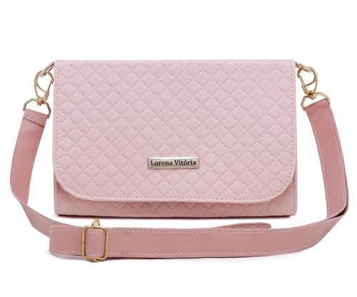 Bolsa Feminina Transversal de Lado Metalasse Lorena Vitória (Rose)