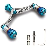 HEIGHTEN V4.0 80/98mm リール ハンドル 航空アルミ製 シマノ ダイワ 通用 スピニングリール 用 Arch Aurora (ターコイズ(ノブ)&ガンメタル(ハンドル), V4.0-98mm) (0074)