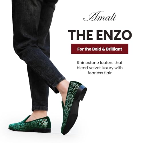Image of Amali Men's Embellished Velvet Tuxedo Loafers, Smoking Slippers