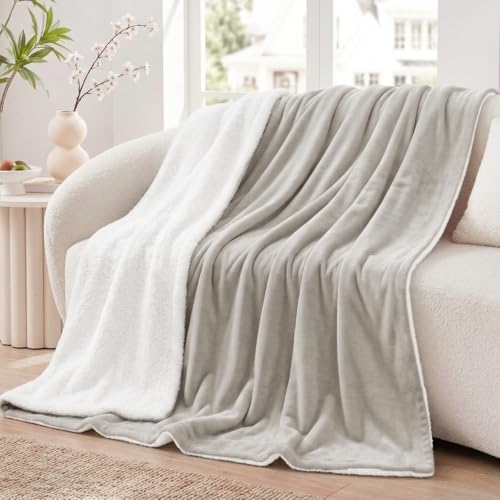 Aisbo Sherpa Kuscheldecke Flauschig 150x200 - Sofadecke, Hellbeige – Ansicht 2