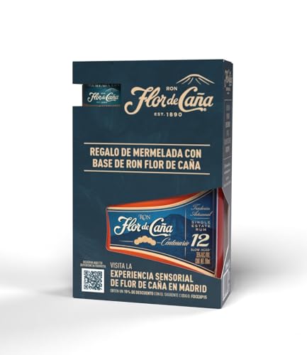 Flor de Caña - Ron Premium 12 Años 70cl con miniatura de mermelada elaborada a base de ron Flor de Caña de REGALO