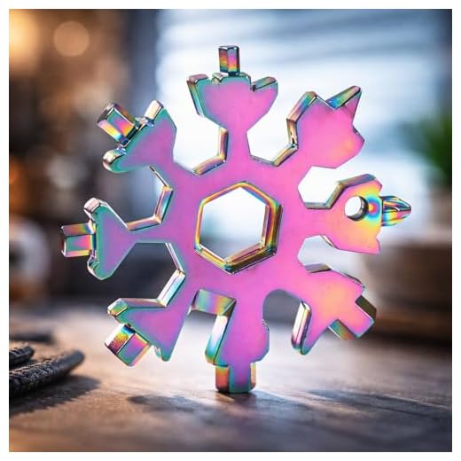 Snowflake Multi Tool Stainless Steel Compact Keychain Screwdriver Bottle Opener for Camping, Travel and Everyday Outdoor Use, Colorful