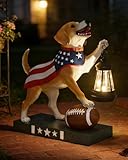 VMANYFIRE 11.61 Inch Solar Dog Garden Statue with Lantern, Adorable Outdoor Garden Decor - Hand-Painted Figurine for Patio, Yard, Home - Ideal Gifts for Dog Lovers, Mom