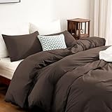 FANSTIVE Parure de lit 3 pièces 100 % coton lavé, aspect lin, douce, confortable et respirante avec fermeture éclair, sans couette (pour très grand lit, 264 x 228,6 cm, marron moka)