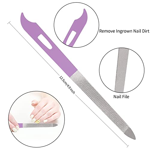 Cuticle Trimmer With Cuticle Pusher, Sohai Cuticle Remover Cutter Nipper And Triangle Cuticle Nail Pusher Peeler Scraper, Durable Dead Skin Clipper Manicure Pedicure Tools(Purple) #TOP4