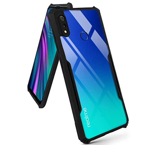 Image of Jkobi Back Cover Case for Realme 3 | Realme 3i (Crystal Glass Back | Camera Protection | Shockproof Bumpers | Professional Black)