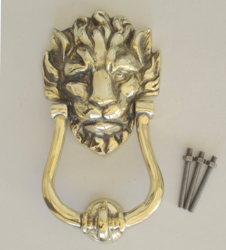 Aldaba para puerta Heritage Casting de latón macizo con elegante diseño de cabeza de león 7