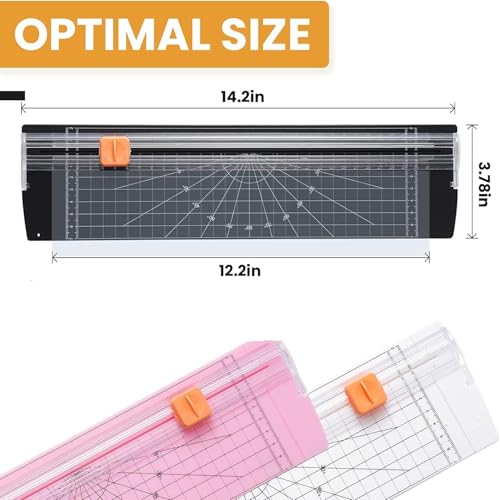 Image of Heavy Duty Paper Cutter with Sliding Blade - A4 /A5 Trimmer with Measuring Grid & Safety Guard - Precision Photo, Cardstock, Document & Scrapbooking Cutting Machine for Office, School & Craft Use