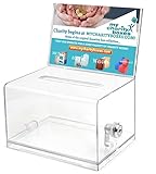 MCB Quality Acrylic like Donation and Suggestion Ballot Box with Lock - Secure and Safe Drawing ticket Box - Great for Business Cards and events (Clear)