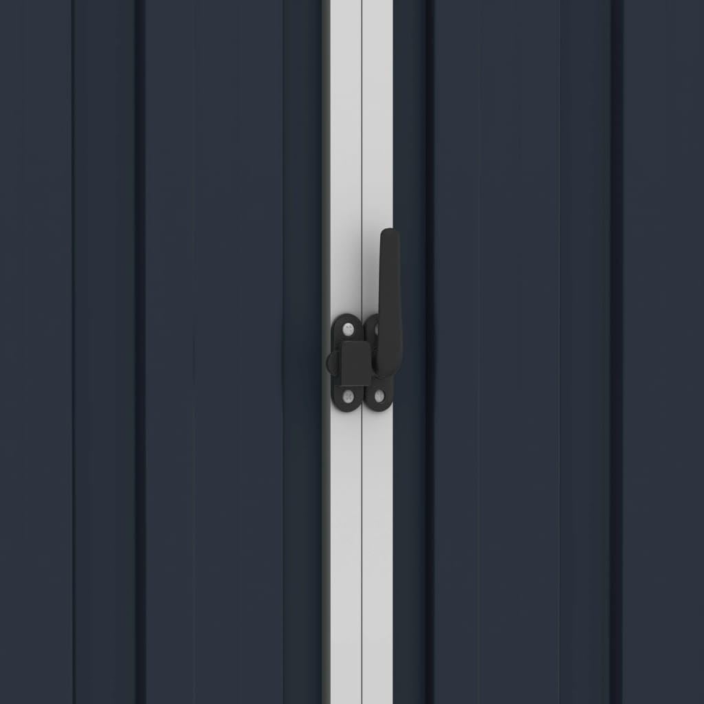 Close-up of the door latch on the vidaXL Anthracite Garden Shed