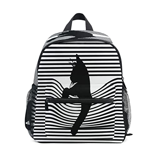 Mochila para niños y niñas con diseño abstracto de animales y gatos, pequeña bolsa de hombro escolar con etiquetas de nombre, bolsa de viaje para estudiantes, bolsa de pañales para jardín de infantes