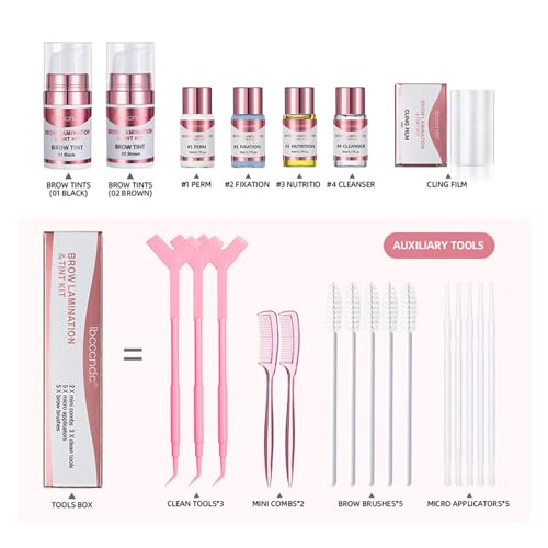 Fesjoy Kit Profesional de Tinte y Permanente para Cejas: Laminación y Tinte de Cejas para un Uso Doméstico Fácil Seguro, Apariencia Personalizable Efectos Naturales o Dramáticos, Adecuado Todos - imagen 6