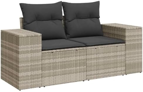 vidaXL Gartensofa mit Kissen 2-Sitzer, Sofa mit Staufach unter Si...