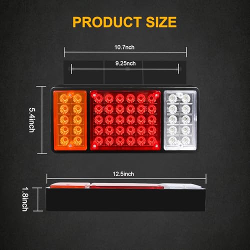Image of 2 Pack 50 LED Trailer Tail Lights Bar Kit, Super Bright Waterproof Brake Turn Signal Reverse Lights with Mounting Brackets for Truck, RV, Boat & Camper 10-30V