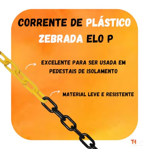 Corrente Plastica Chuva Isolamento 5 Mt Tam P Preta/Amarelo