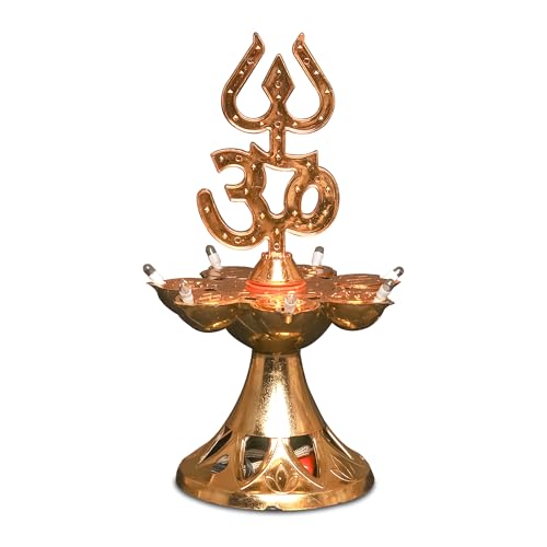Electric Plastic Light, Pooja Diya with LED Spark, Home Temple Decor, Electric Diya Golden,Mandir Diya,Diwali Diya Lamp (1 Layer, 1)
